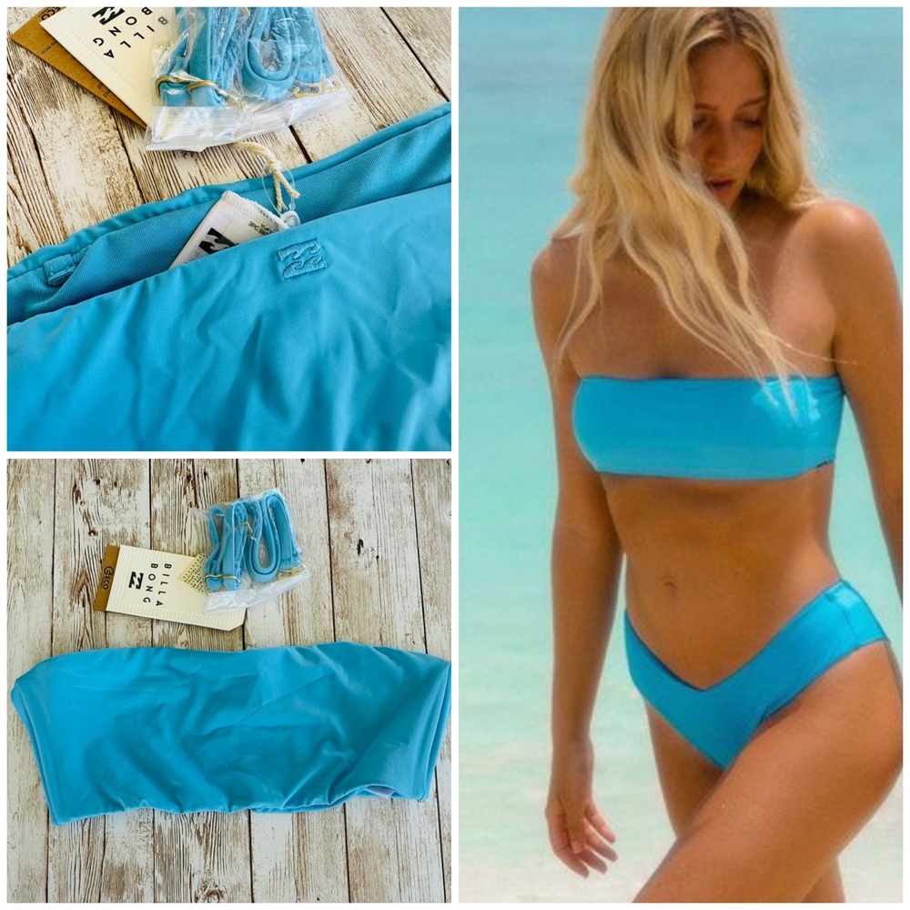 🔆 Billabong Sol Searcher Tahitian Blue Bandeau Bikini Top